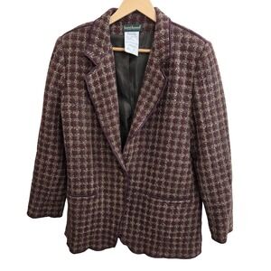 Harve Benard Women Blazer Jacket Wool Blend Burgundy Textured Size 14